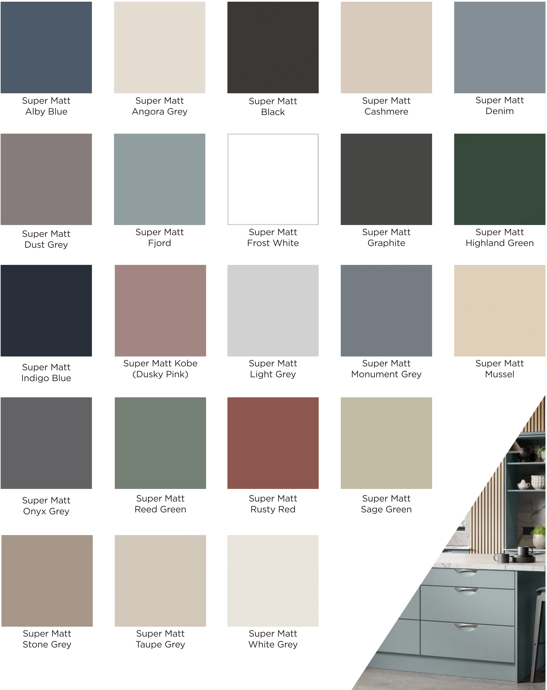 Room & Revive super matt kitchen door finishes