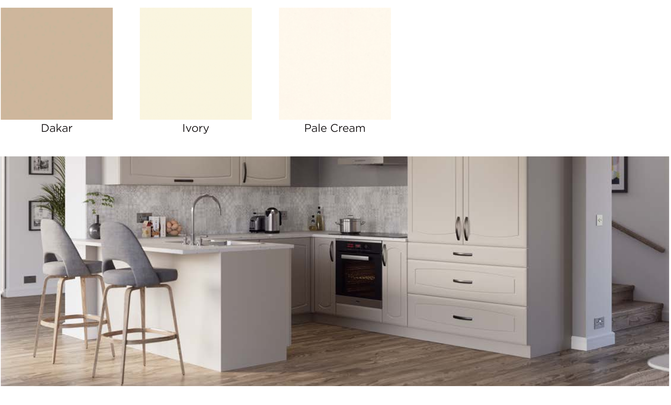 Room & Revive warm neutral kitchen door finishes