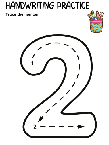 Number tracing practice page from the Kids Educational Activity Workbook