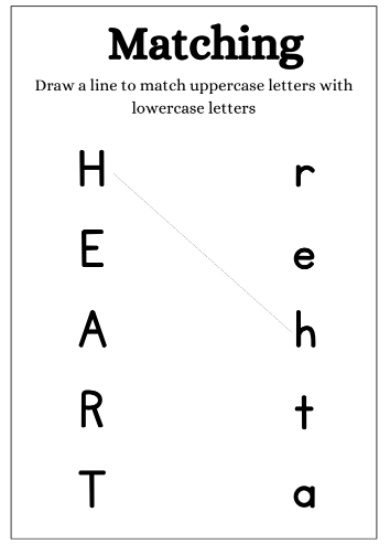 Letter matching activity page from the Kids Educational Activity Workbook