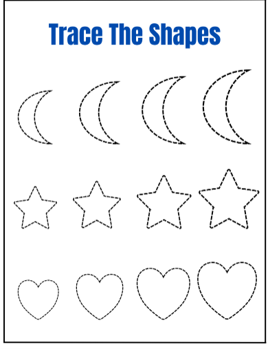 Shape tracing practice page from the Kids Educational Activity Workbook
