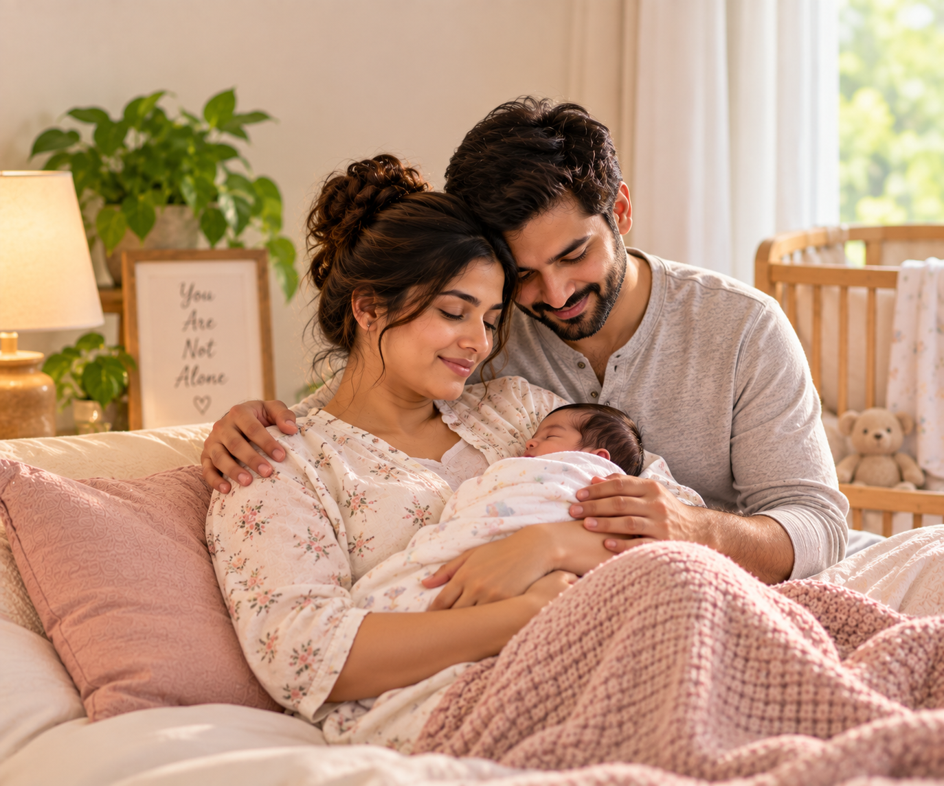 Partner offering support to a new mother