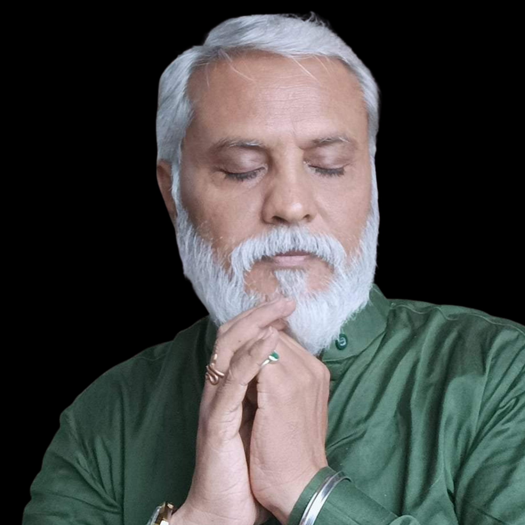 Vimal Joshi meditating with eyes closed