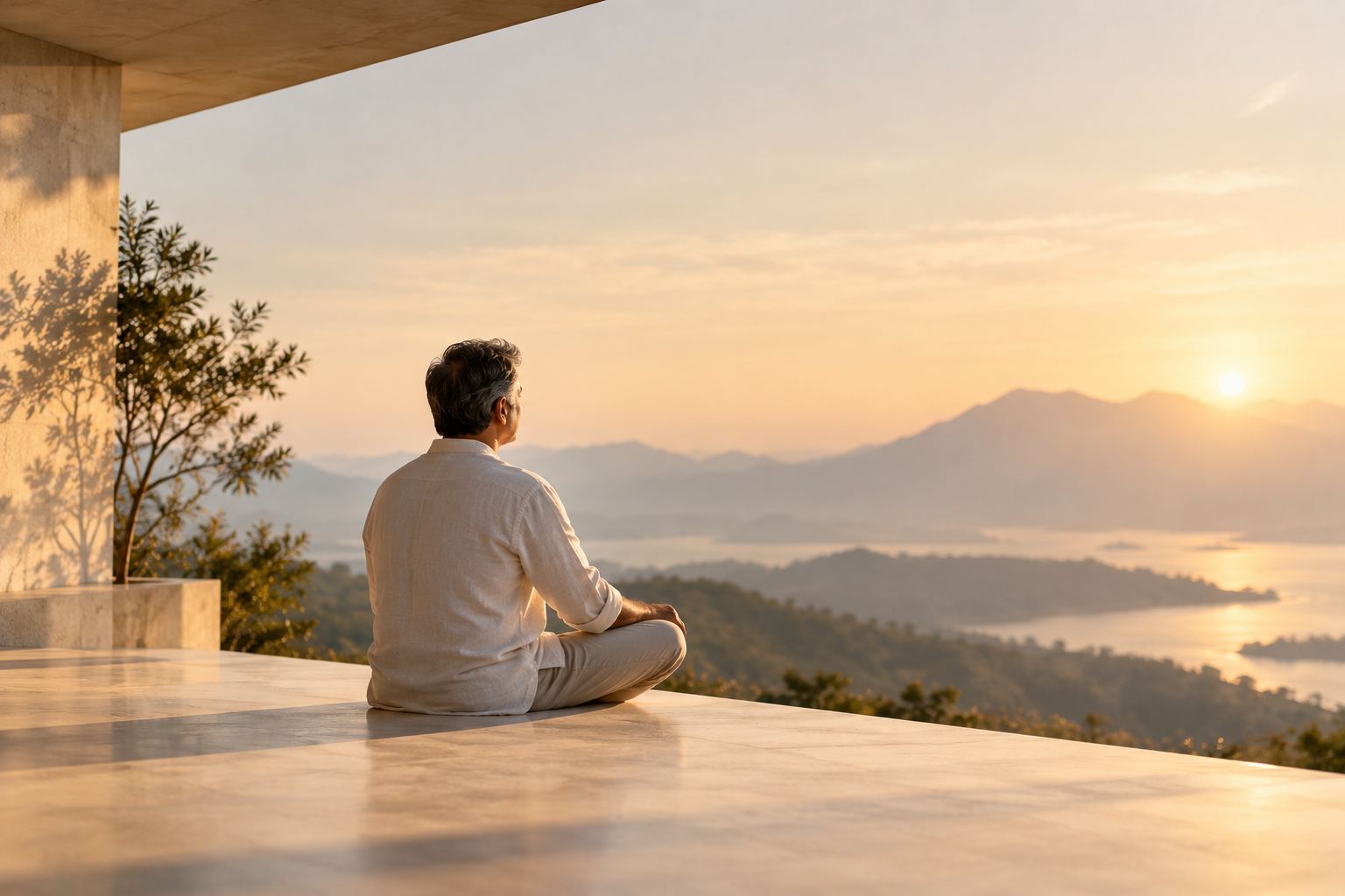 Quiet contemplative landscape at sunrise