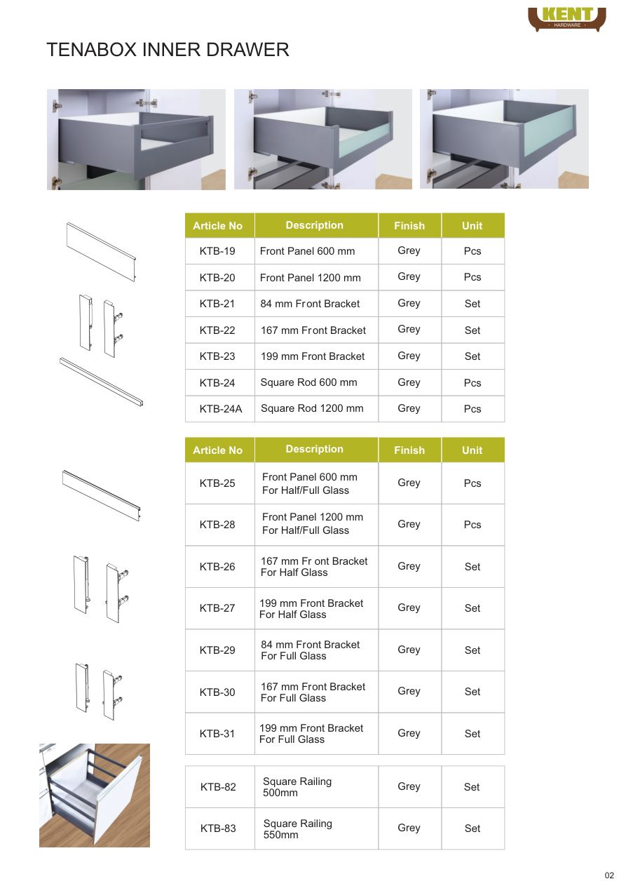 KENT Hardware Tenabox Inner Drawer catalogue page 5