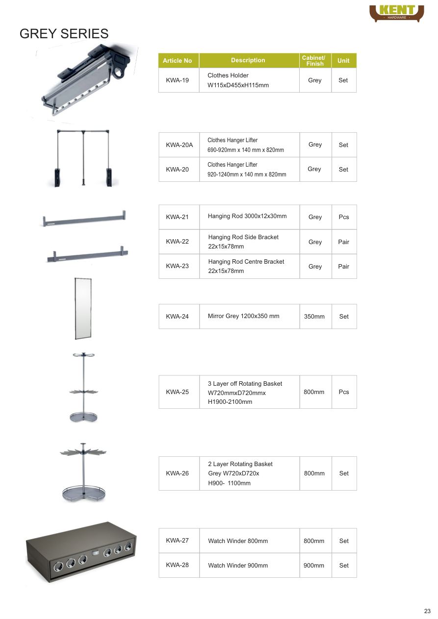 KENT Hardware Grey Wardrobe Utility catalogue page 26