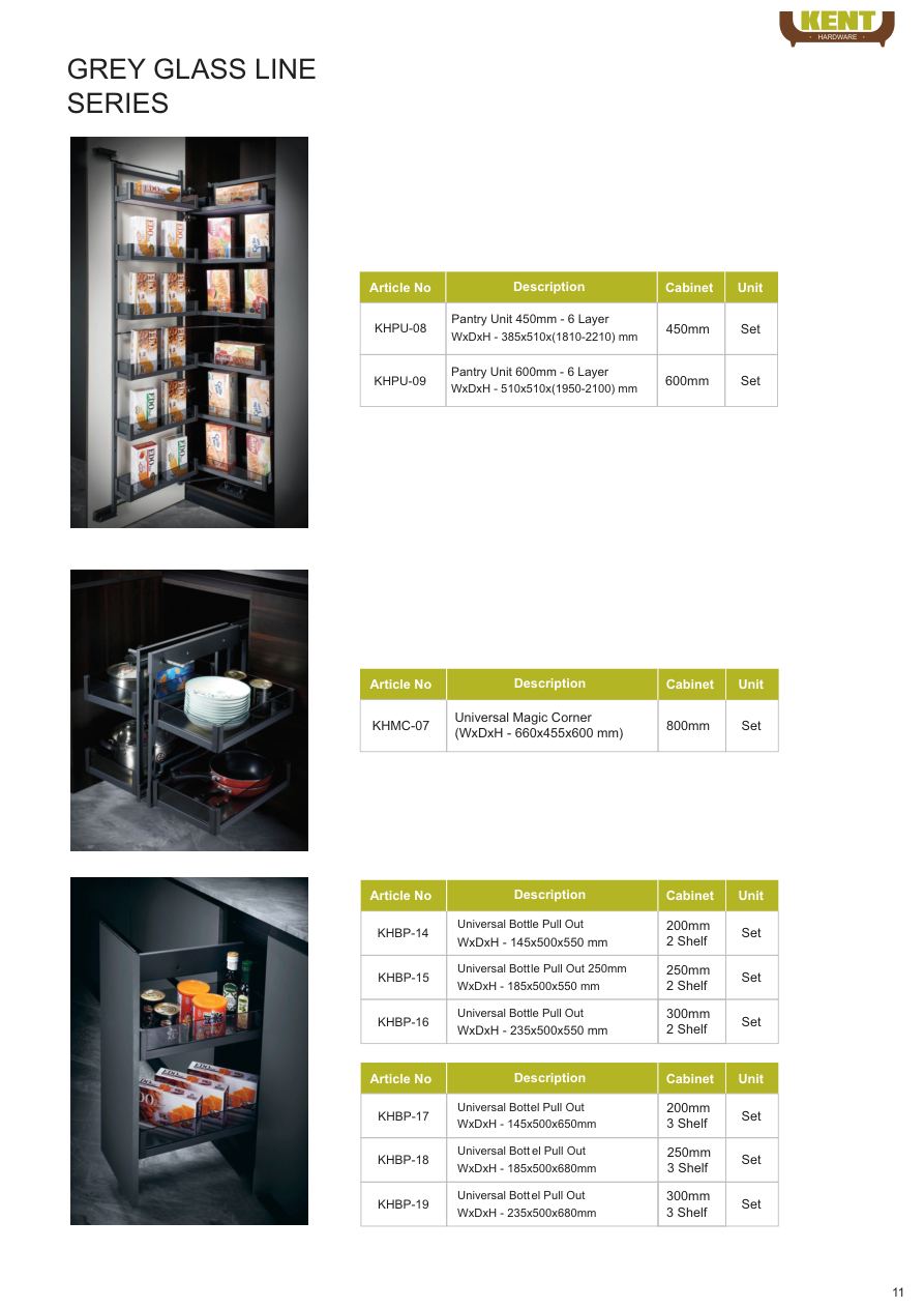KENT Hardware Grey Glass Line Kitchen Fittings catalogue page 14