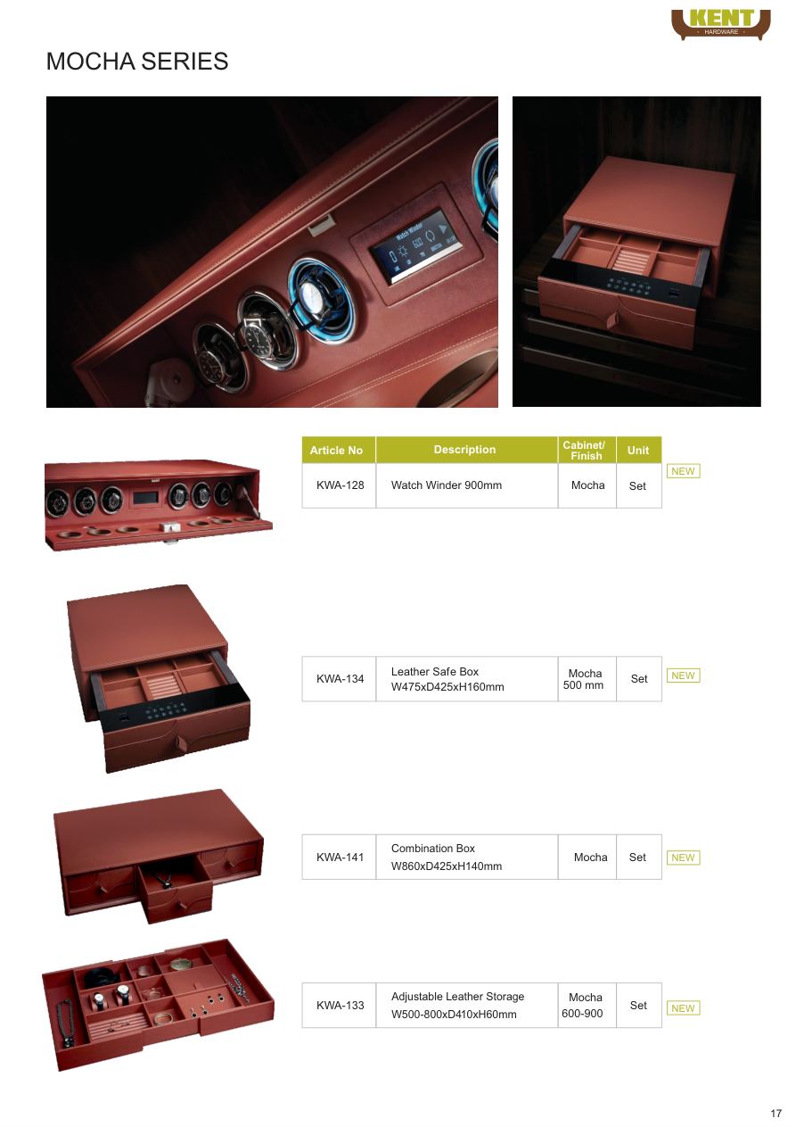 KENT Hardware Mocha Safe & Watch Accessories catalogue page 20
