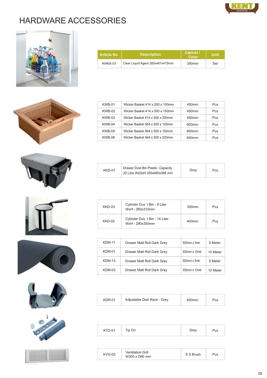 KENT Hardware Kitchen Hardware Accessories catalogue page 32