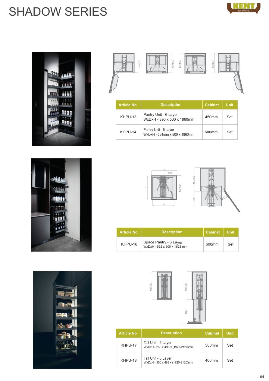KENT Hardware Shadow Series Pantry & Tall Units catalogue page 7