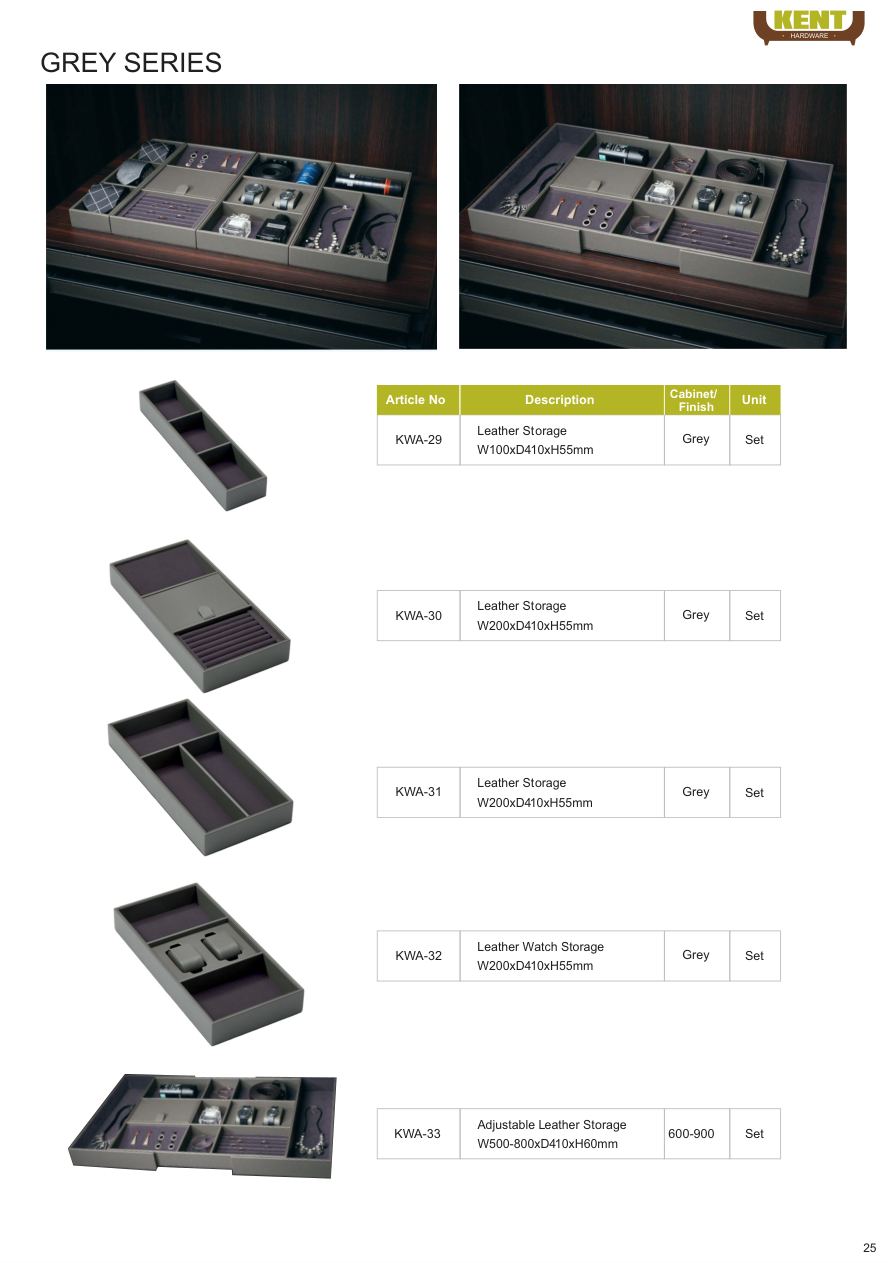 KENT Hardware Grey Leather Storage catalogue page 28