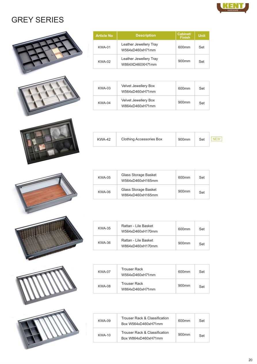KENT Hardware Grey Jewellery & Storage Trays catalogue page 23