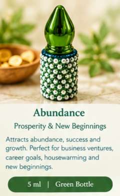 Abundance elixir in a green bottle