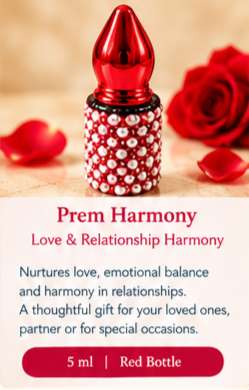 Prem Harmony elixir in a red bottle