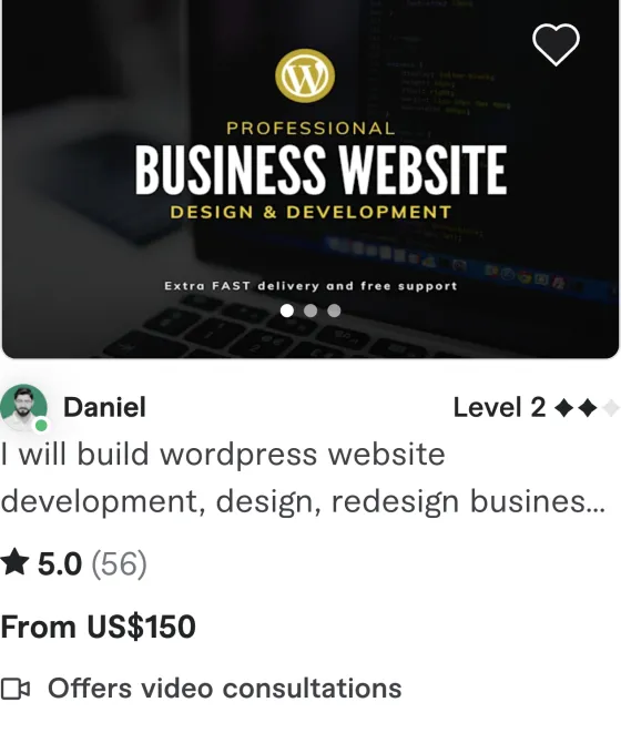 Fiverr gig pricing screenshot