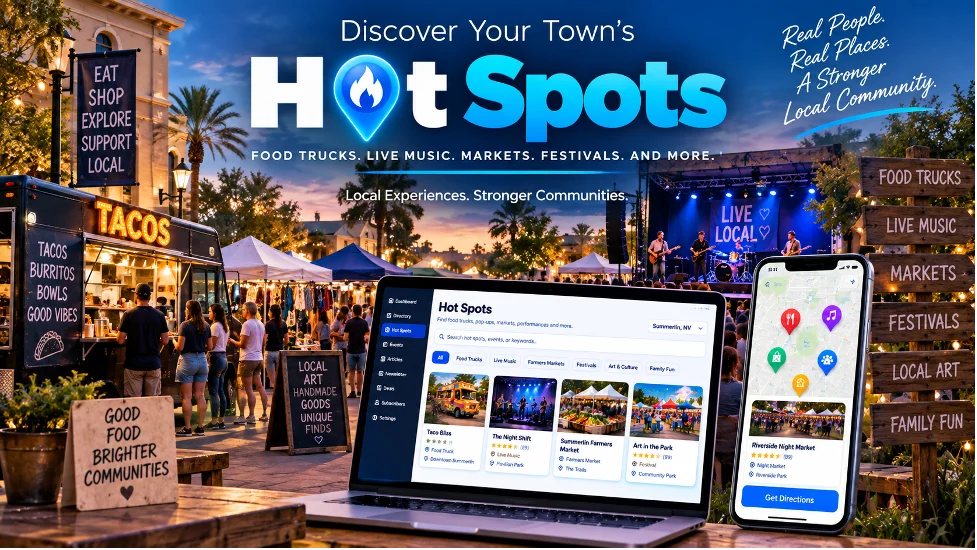 Discover your town's Hot Spots — food trucks, live music, markets, festivals and more