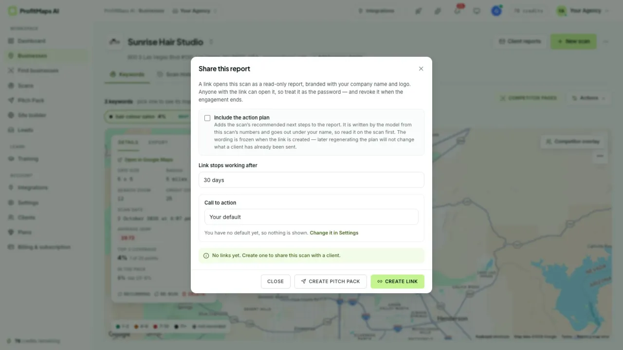 Share a report: include the action plan, link expiry and call to action